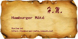 Hamburger Máté névjegykártya